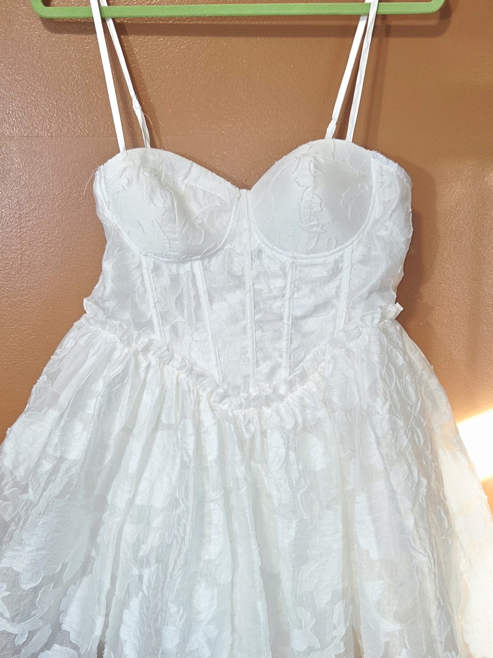 NWT Fashion Nova | White Floral Jacquard Corset Mini Dress XL
